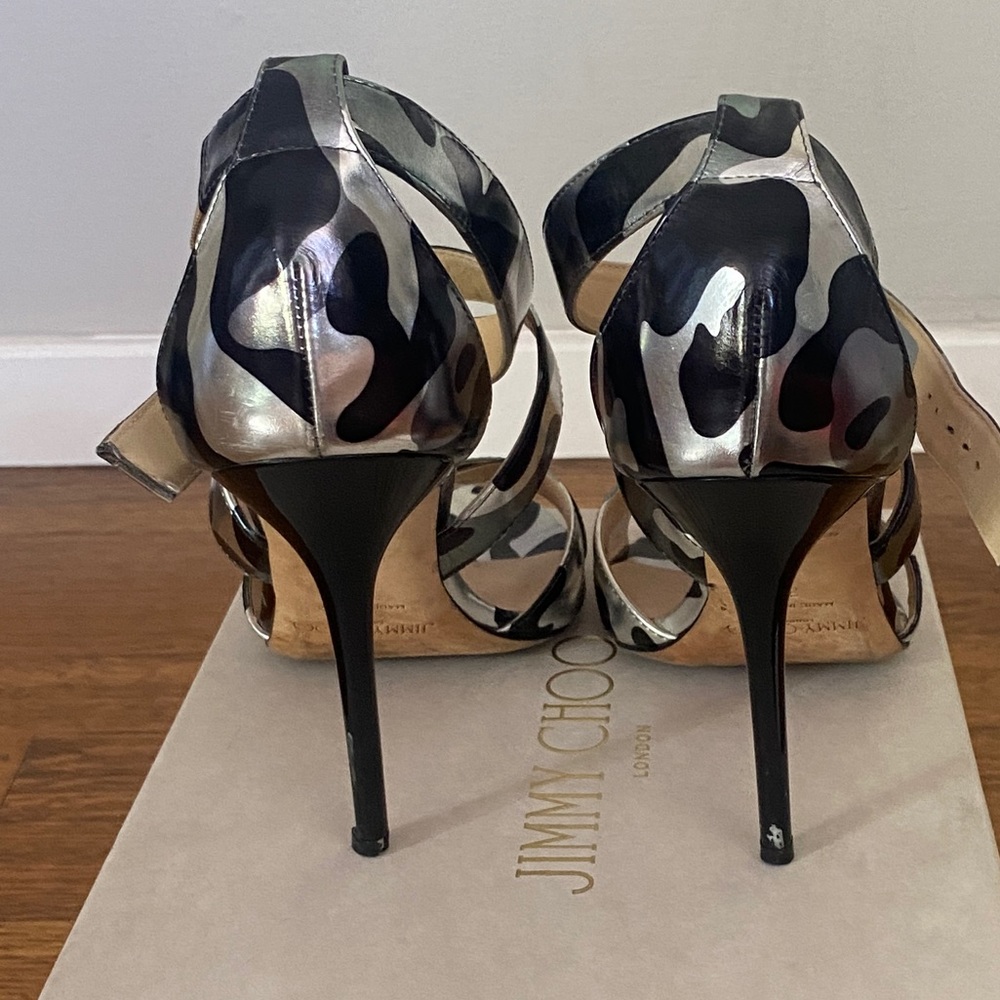 Jimmy Choo Lottie 39/size 9 CIP STEEL MIX (Black and Silver Camo) - Picture 7 of 7